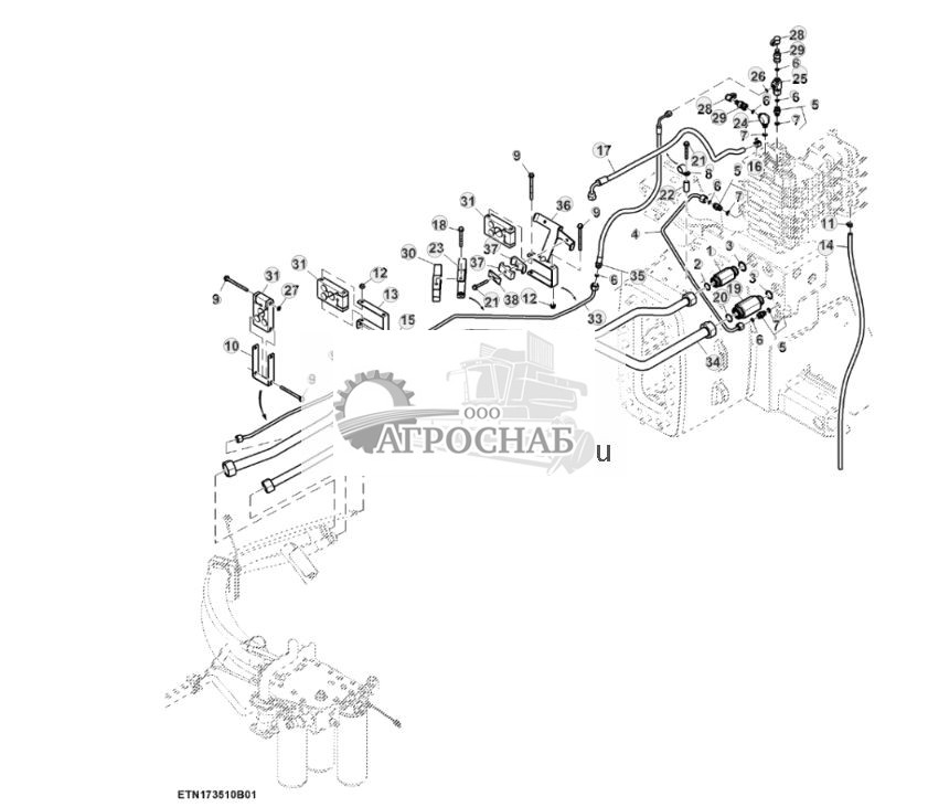 Трубопроводы SCV, стандартный расход, сцепка с задней быстроразъемной муфтой 12 дюйма, PST (12) (805771 - ) - ST932319 780.jpg